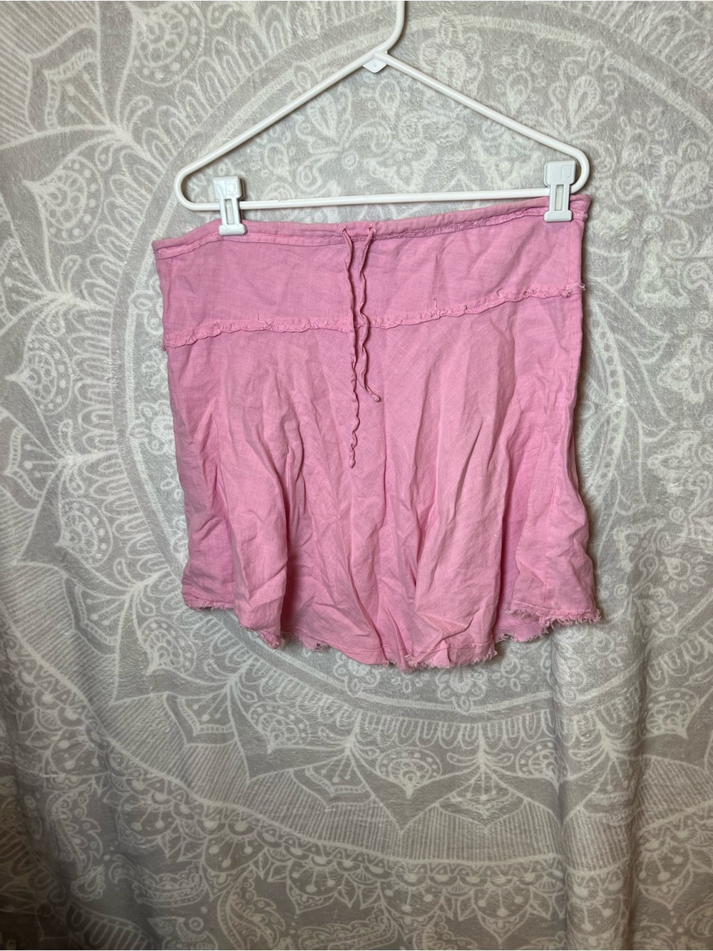 100% Linen Lucy Love Light Pink Skirt M Medium Pale Frayed Edge Style Distressed